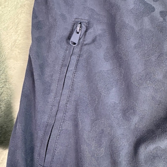 Athleta Women XXS Purple Tonal Leopard Print Zip Brooklyn Bomber Track Jacket - Picture 6 of 12